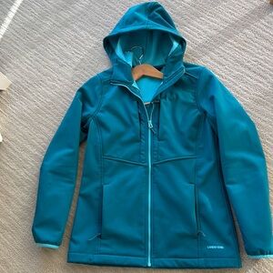 Lands End hooded jacket inside & outside pockets